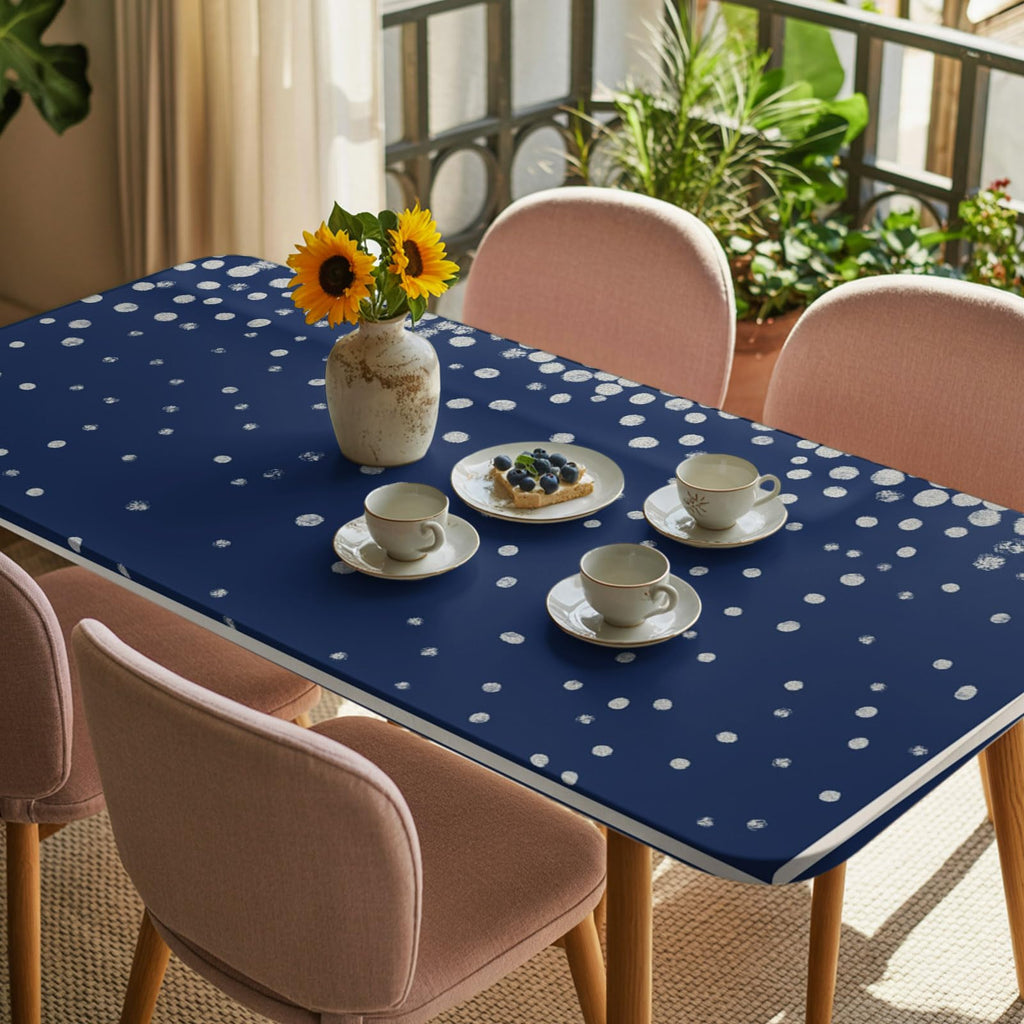 Silver Speckle Fitted Rectangle Tablecloth 32" x 72" Navy Blue Elastic Waterproof Table Cover G48136
