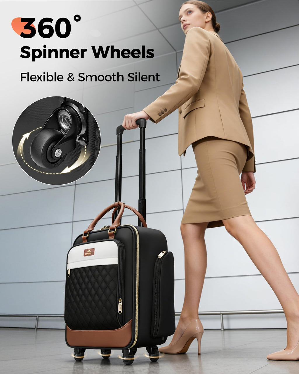 16" Rolling Underseat Carry On Luggage with Wheels V9947