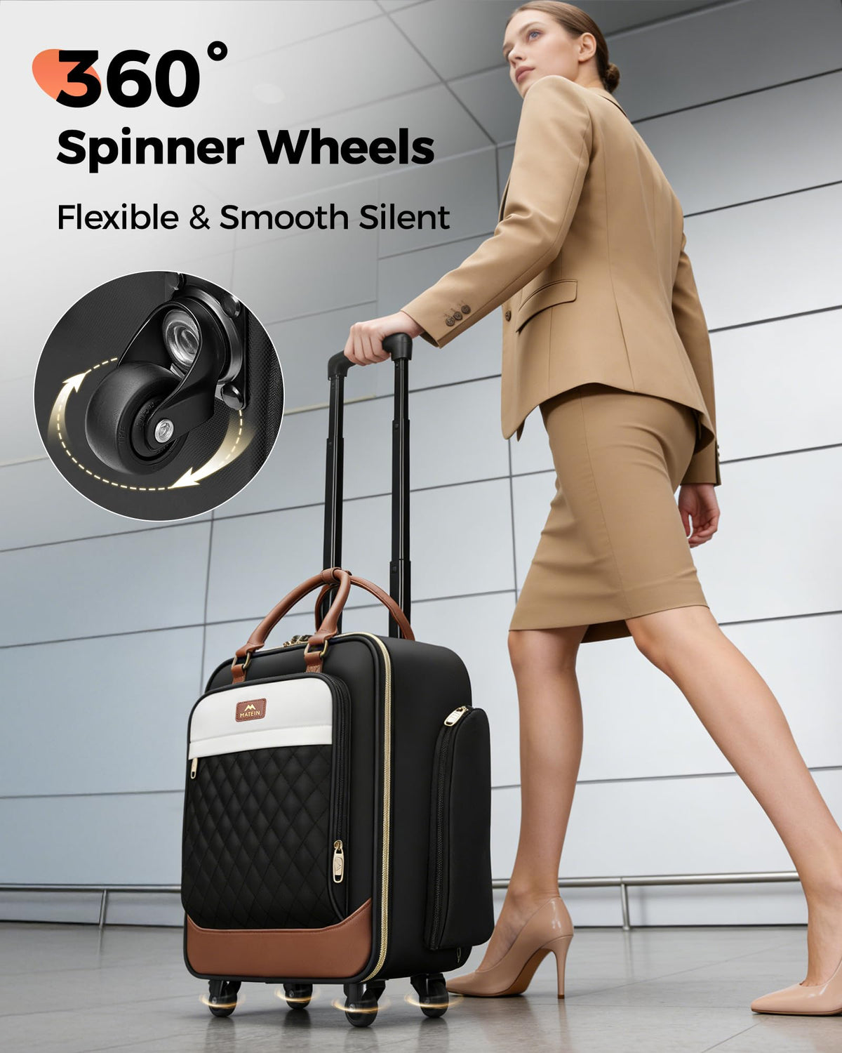 16" Rolling Underseat Carry On Luggage with Wheels V9947