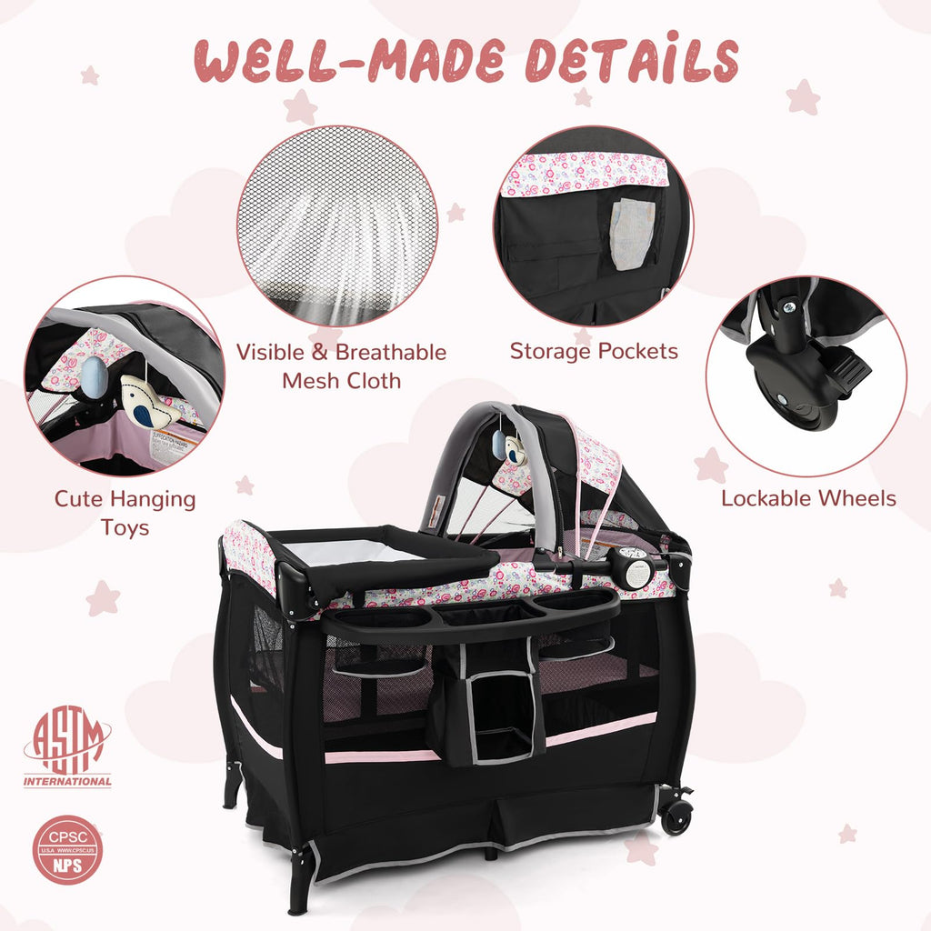 4 in 1 Portable Baby Playpen with Bassinet M9252