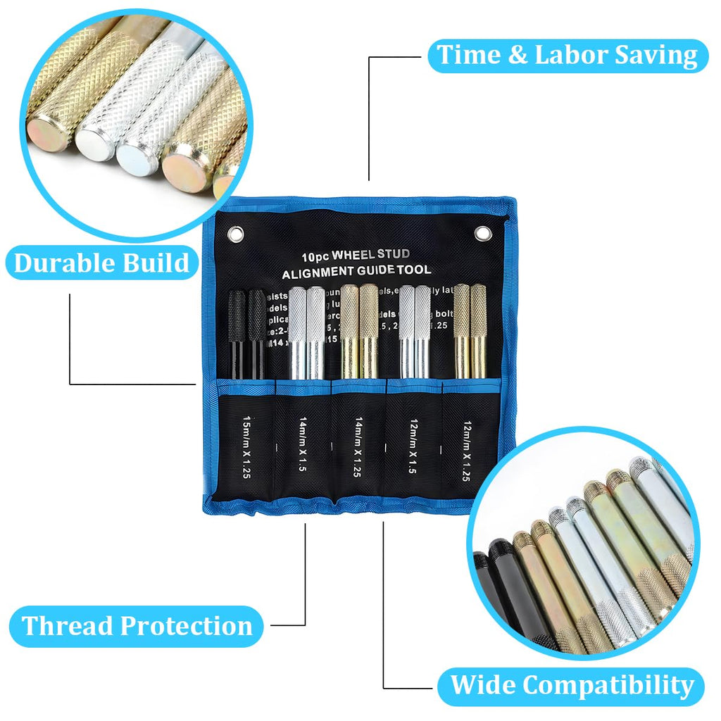10PCS Wheel Alignment Pin Guide Tool M14 x 1.5/1.25 M12 x 1.5/1.25 M15 x 1.25 M2125