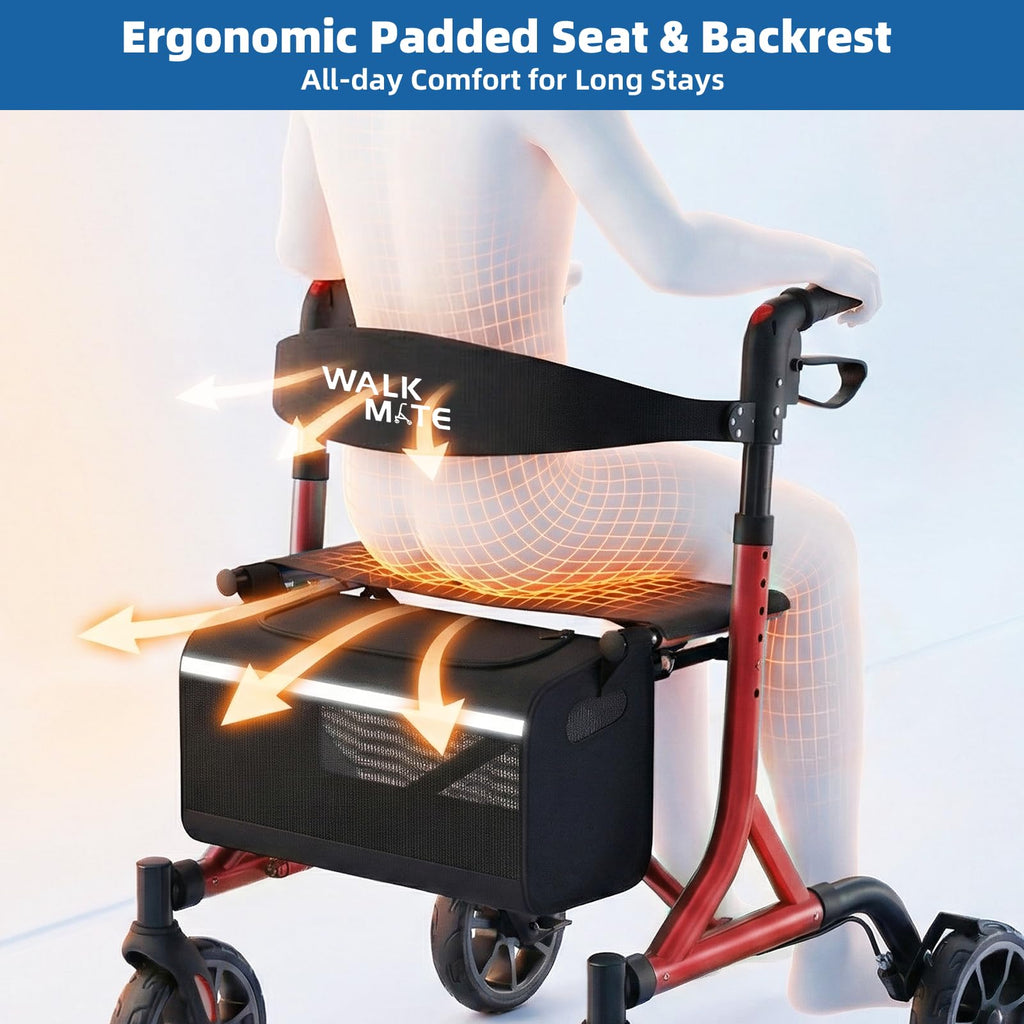 Lightweight Foldable Rollator Walker with Seat O11437