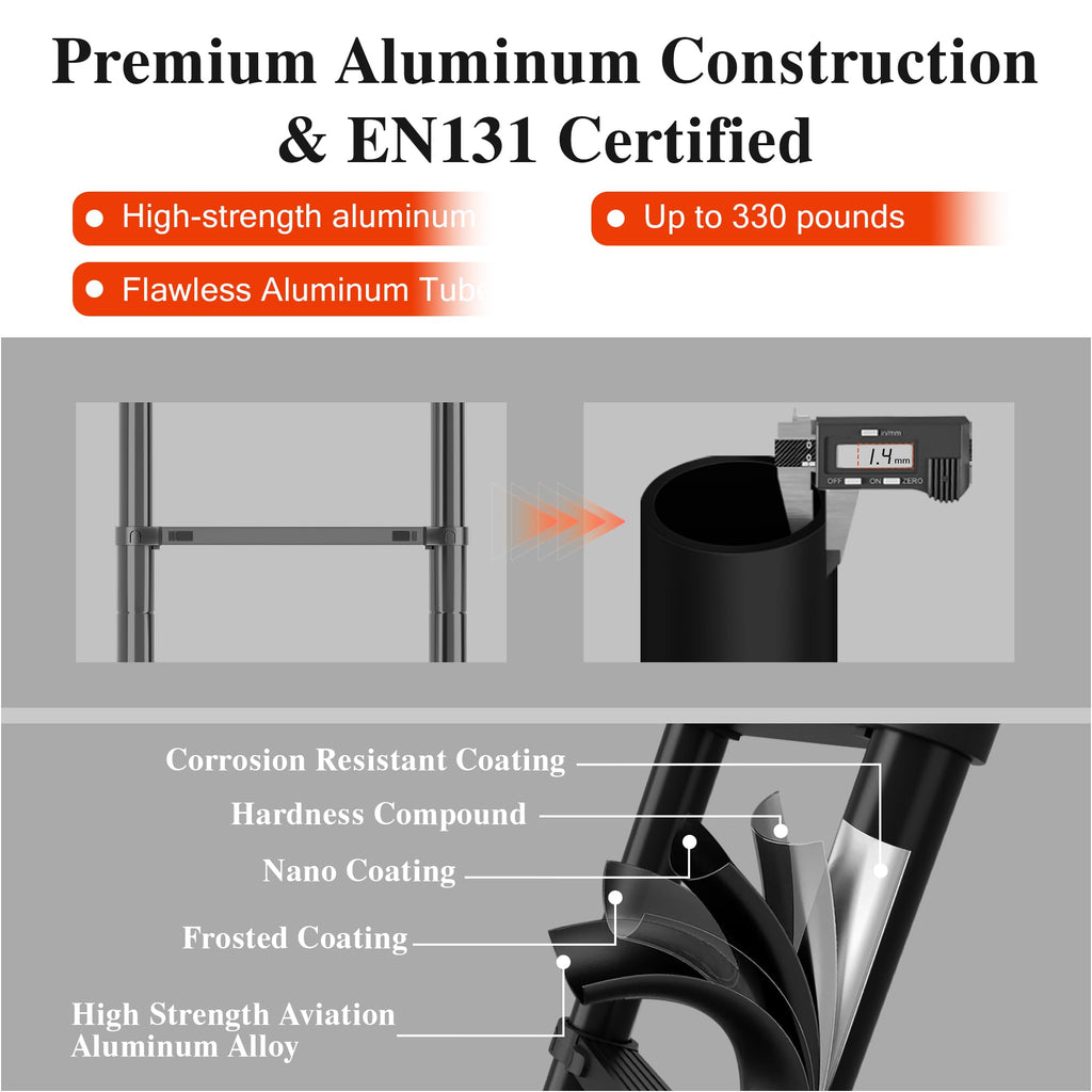 12.5 FT Black Aluminum Telescoping Ladder W2594
