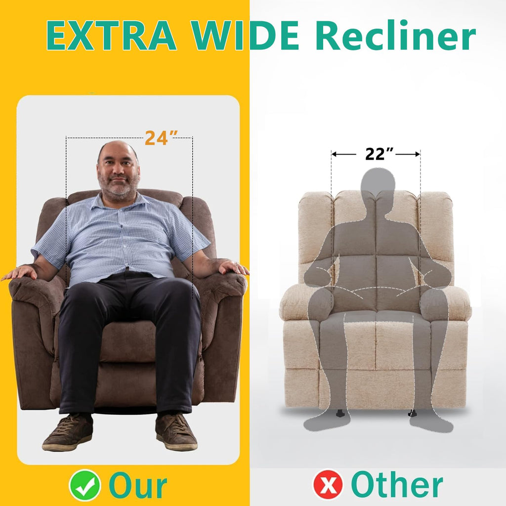 Oversized Manual Swivel Rocker Recliner Chair J9470