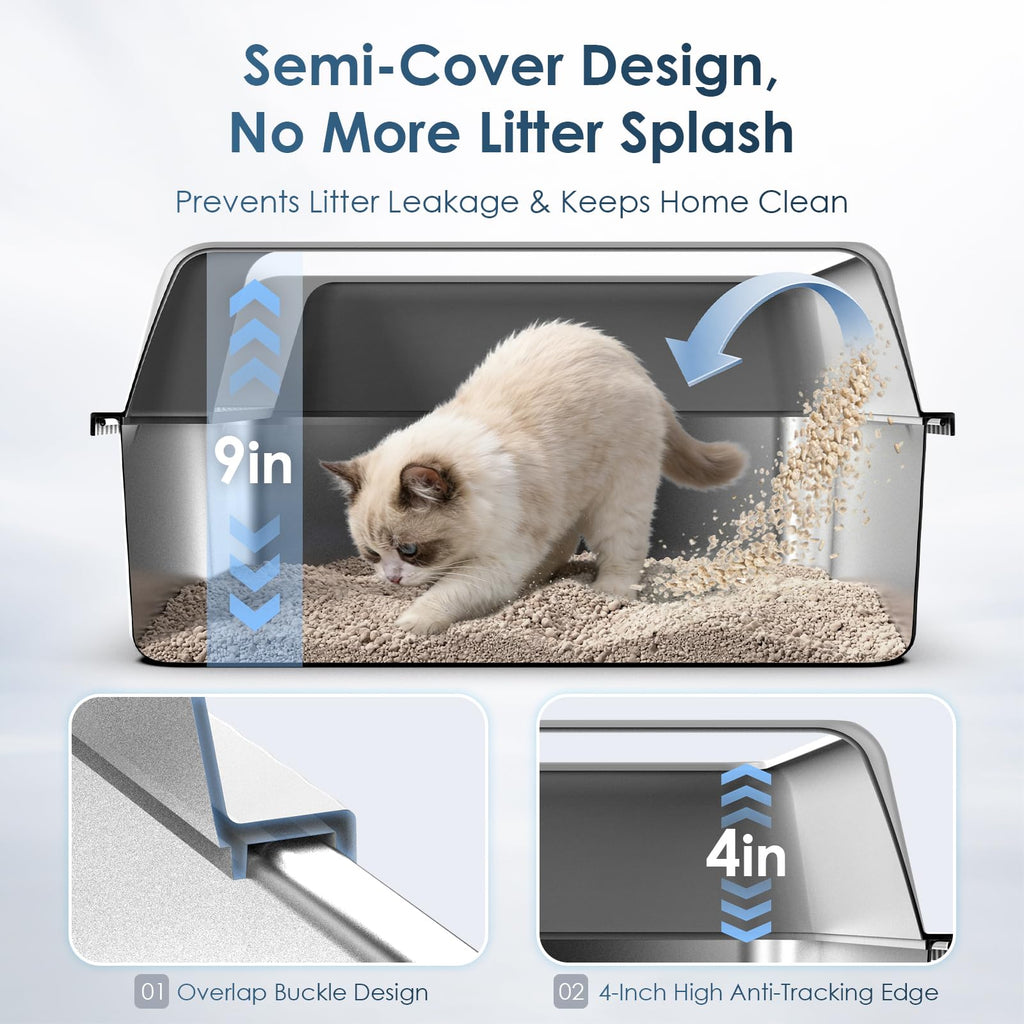 Stainless Steel Cat Litter Box with Lid G91549
