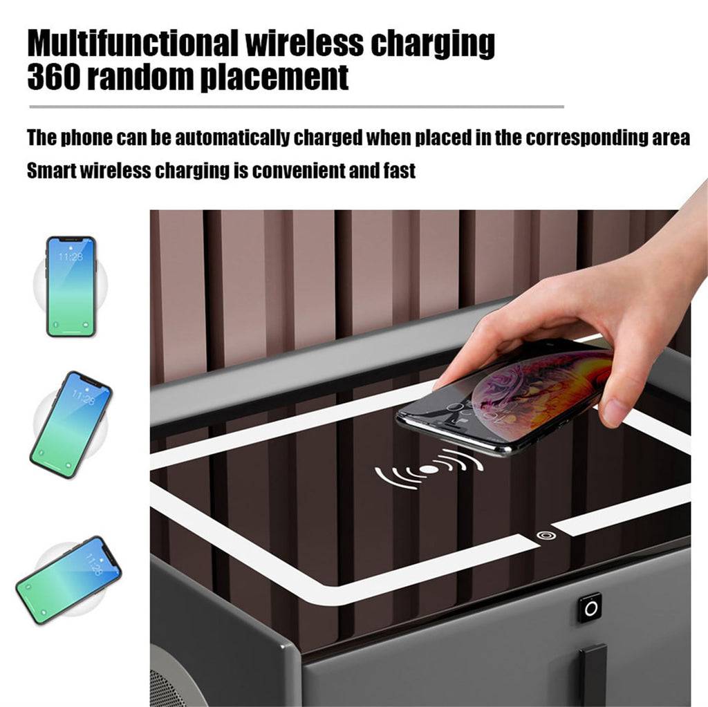Black 3 Drawer Smart Bedside Table with LED Light and Wireless Charging Y586