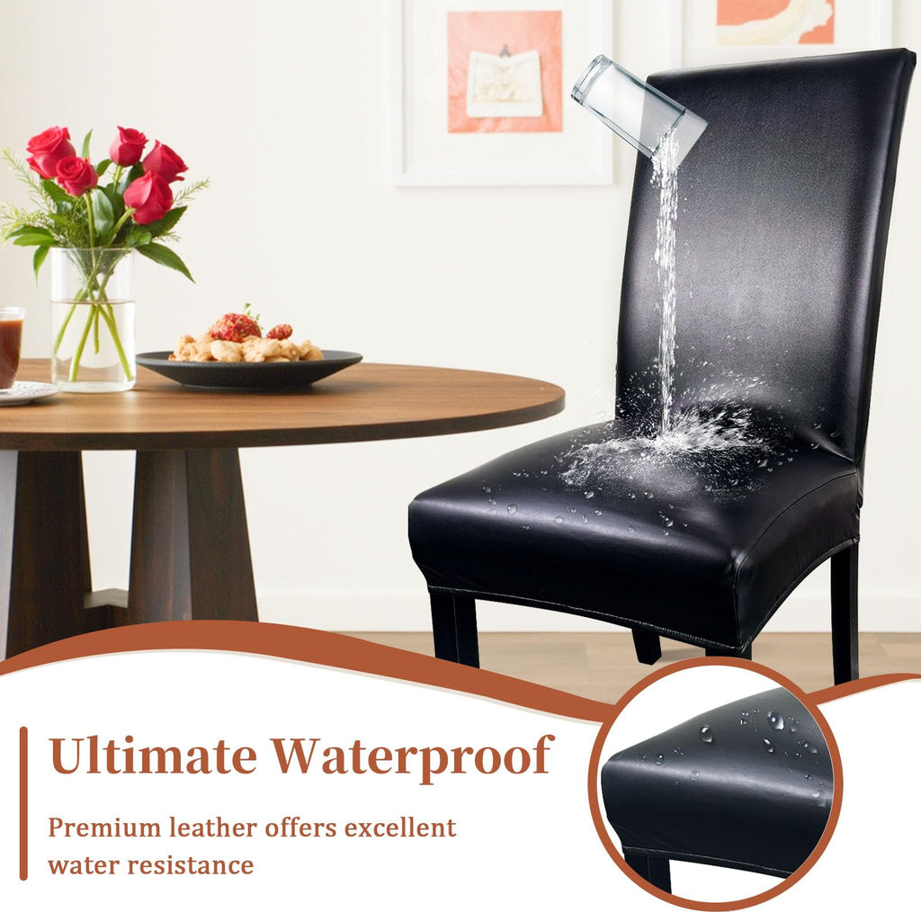 Pu Leather Dining Chair Covers Set of 6 Black B9321