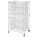 White 4 Drawer Rolling Storage Cart with Wooden Top C7582