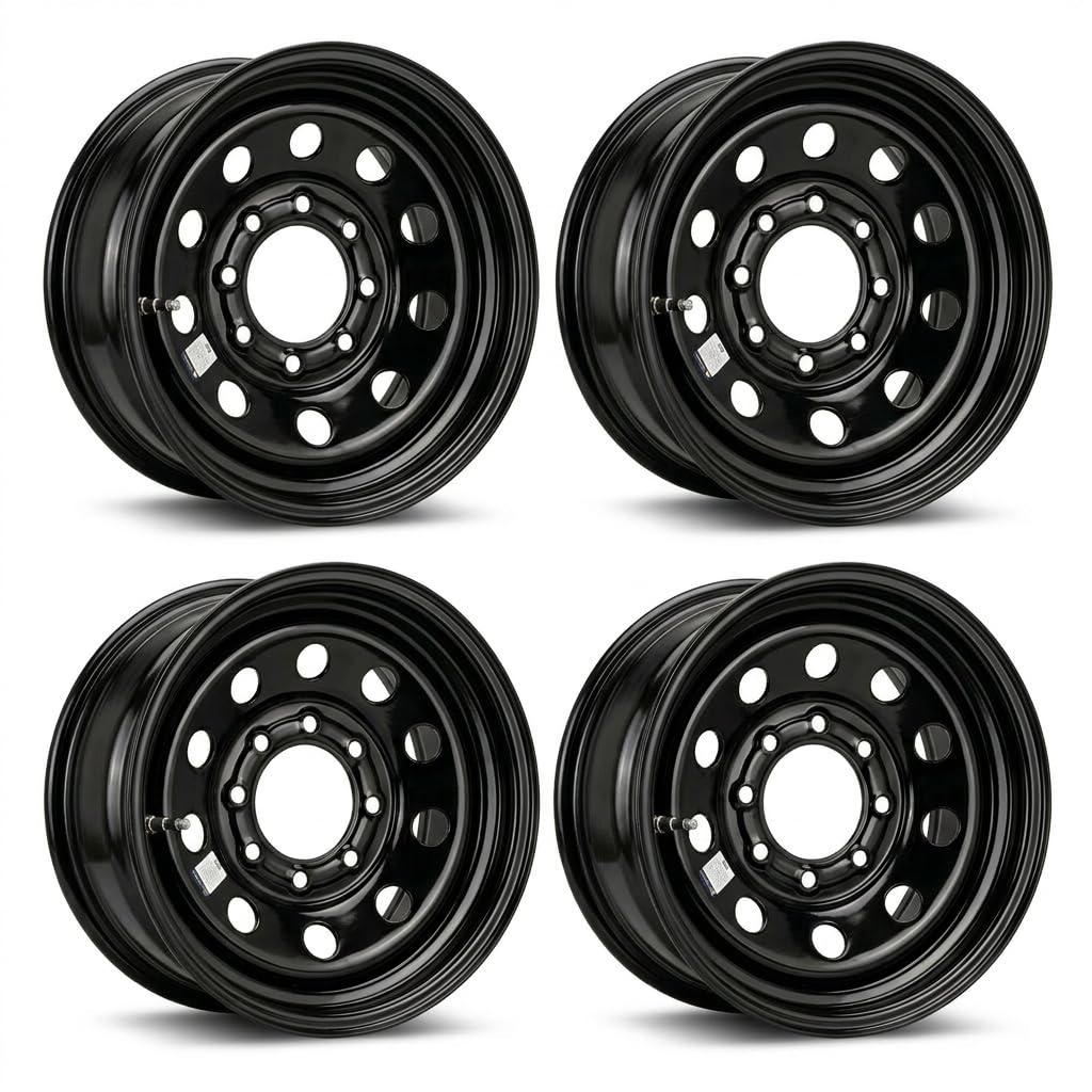 16x6 Black Modular Steel Trailer Wheels 8 Lug T72800
