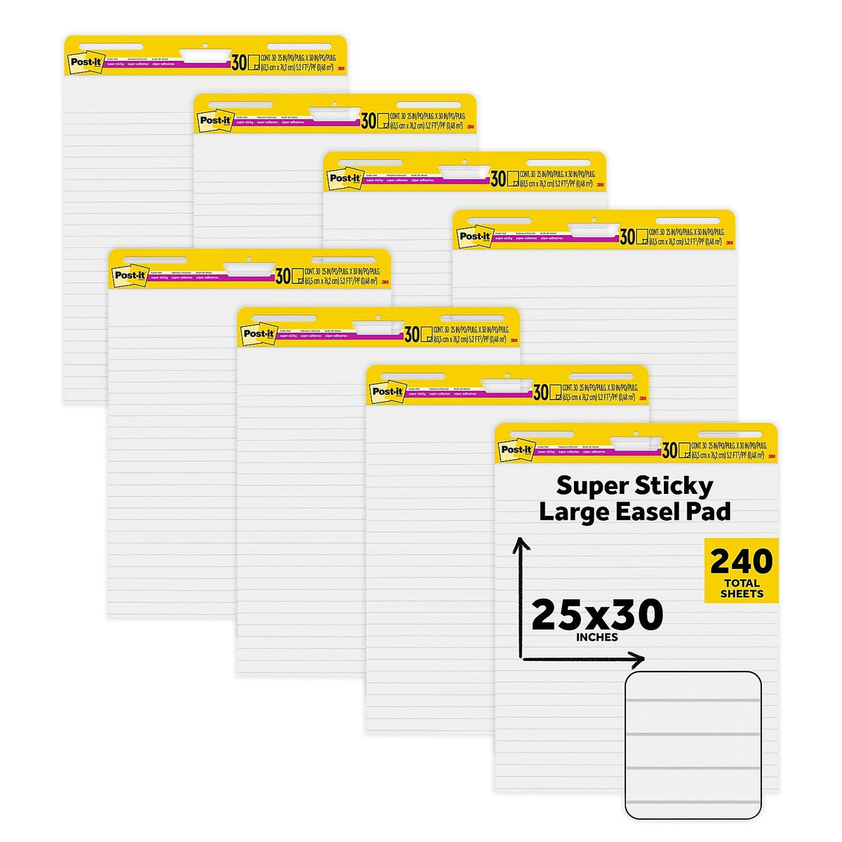 Lined Wall Easel Pad 25" x 30" 8 Pads/Pack C636