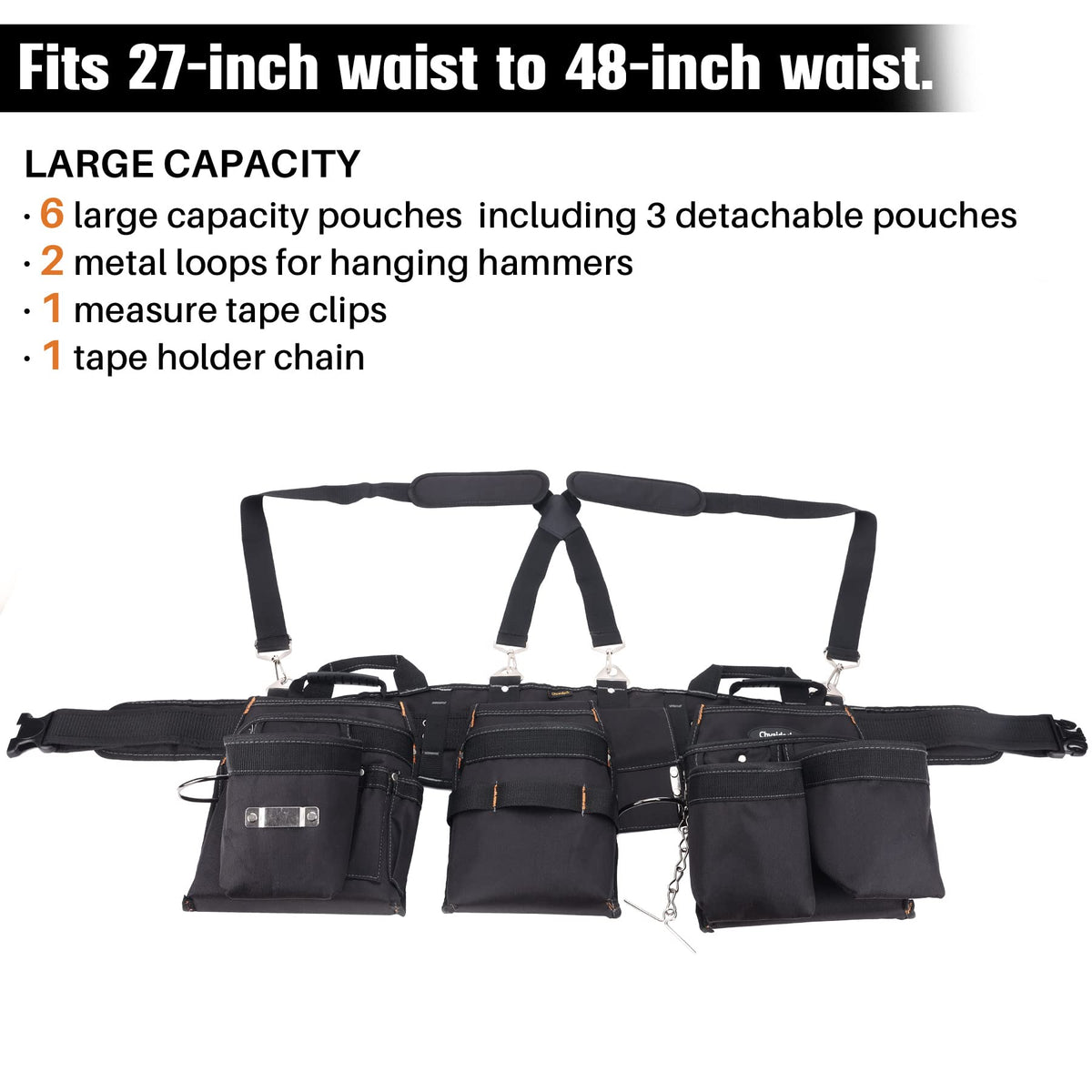 16-Pockets Adjustable Tool Belts with Suspenders N10055