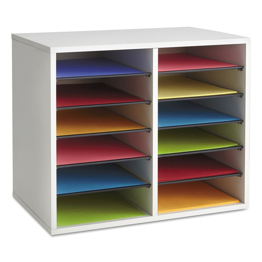 12 Compartment Wood Literature Organizer P7185