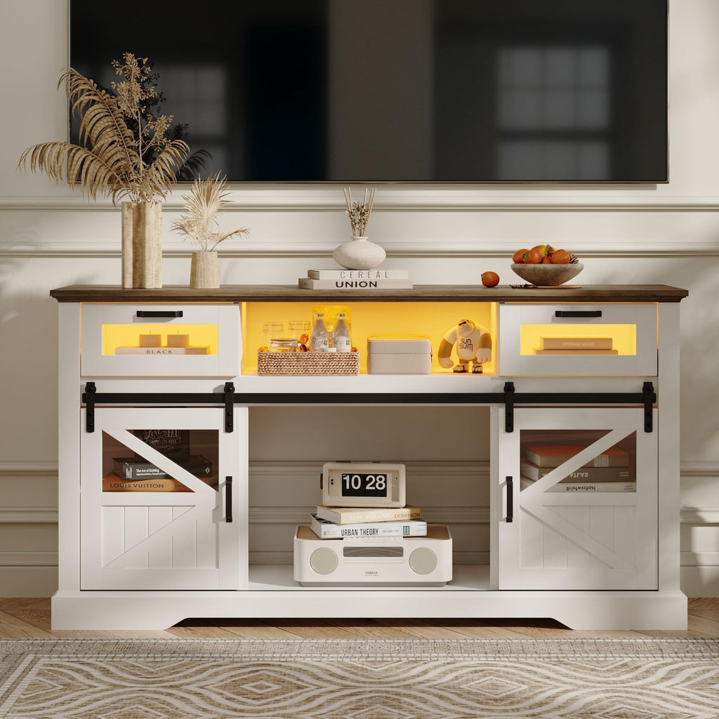 TV Stand with Storage Cabinet and Sliding Barn Doors U690