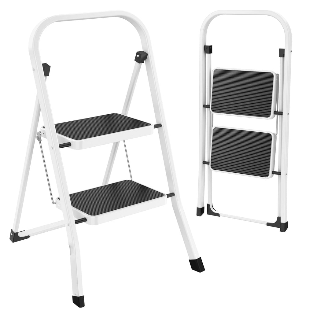 Folding Step Stool with Anti-Slip Pedal, 330 lbs Capacity, White T31876