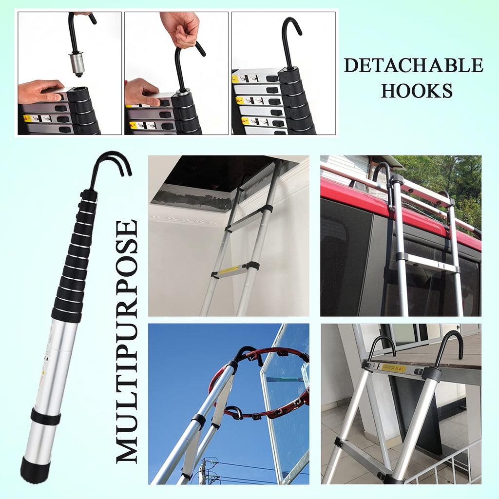 20.5FT Aluminum Telescoping Ladder with 2 Detachable Hooks H981857
