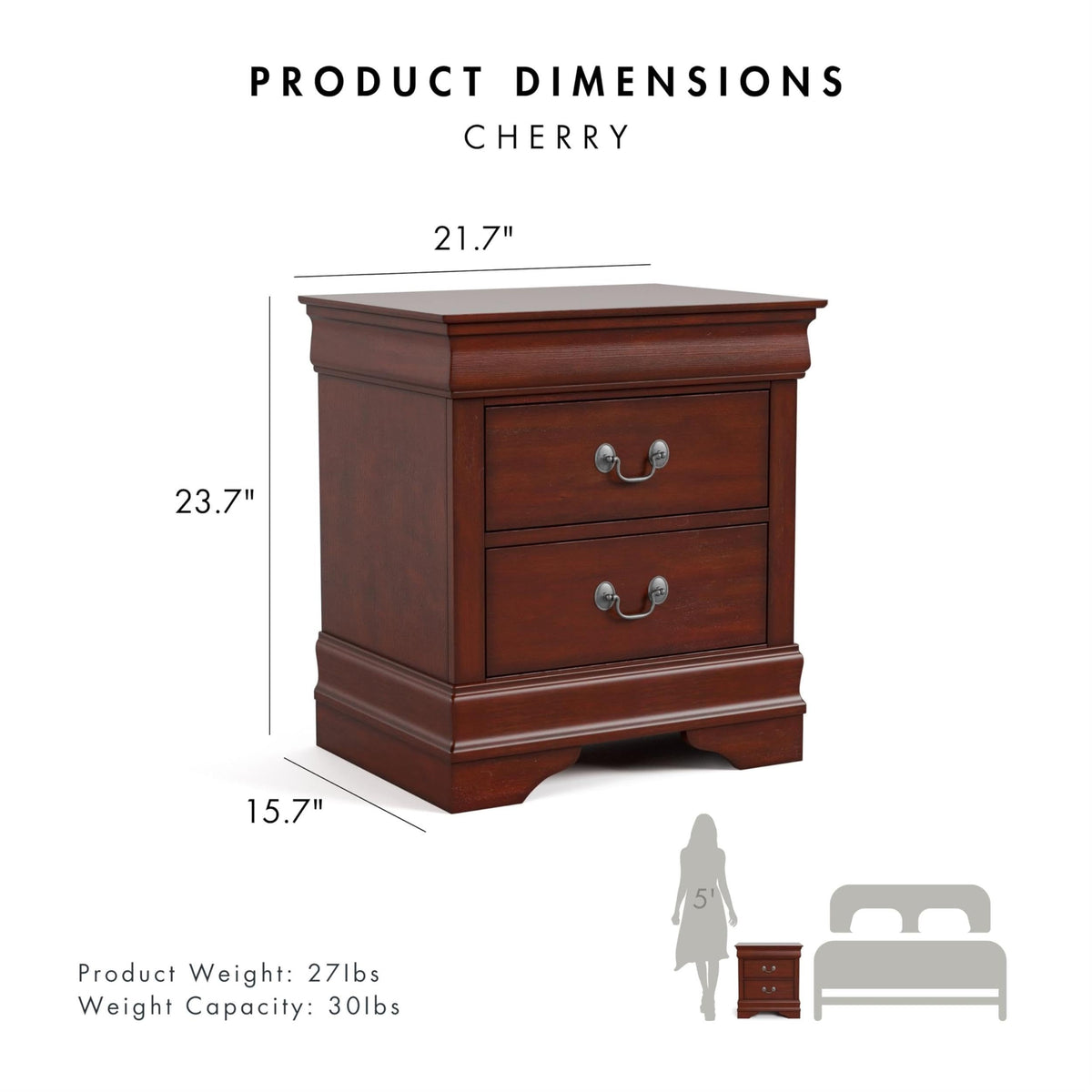 Solid Wood 2-Drawer Nightstand Set X7049