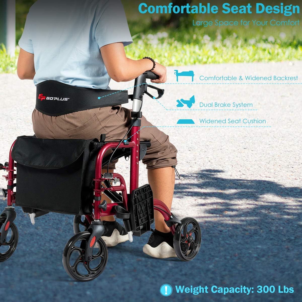 2 in 1 Folding Rollator Walker with Seat M959263