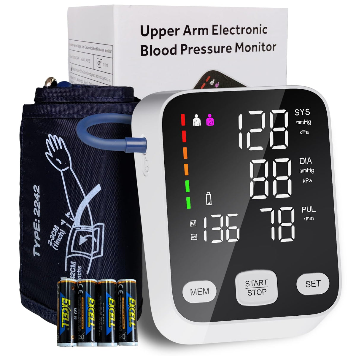 Automatic Upper Arm Blood Pressure Monitor with 6-Inch Backlit Display J947