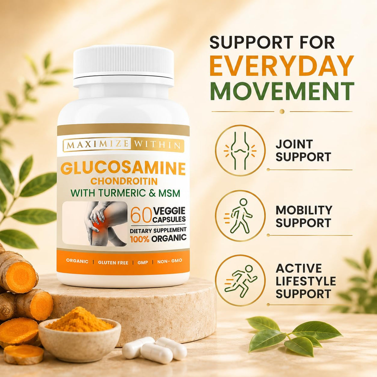 Glucosamine Chondroitin Turmeric MSM 60 Veggie Capsules L860