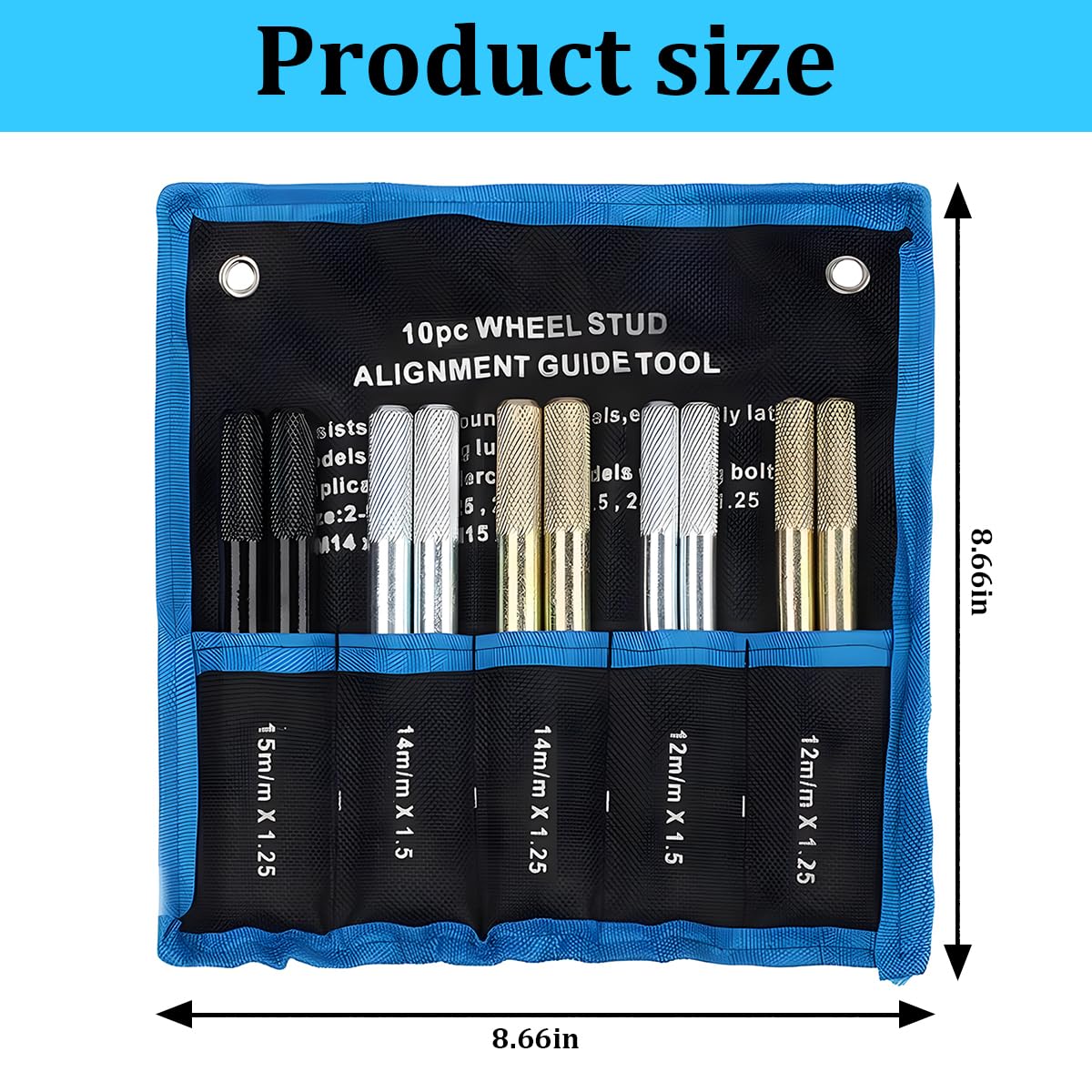 10PCS Wheel Alignment Pin Guide Tool M14 x 1.5/1.25 M12 x 1.5/1.25 M15 x 1.25 M2125