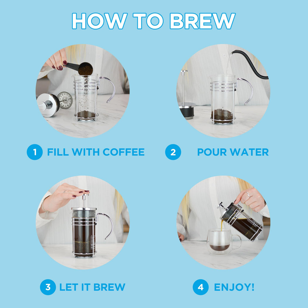 Glass French Press Coffee and Tea Maker, 11.8 oz X942