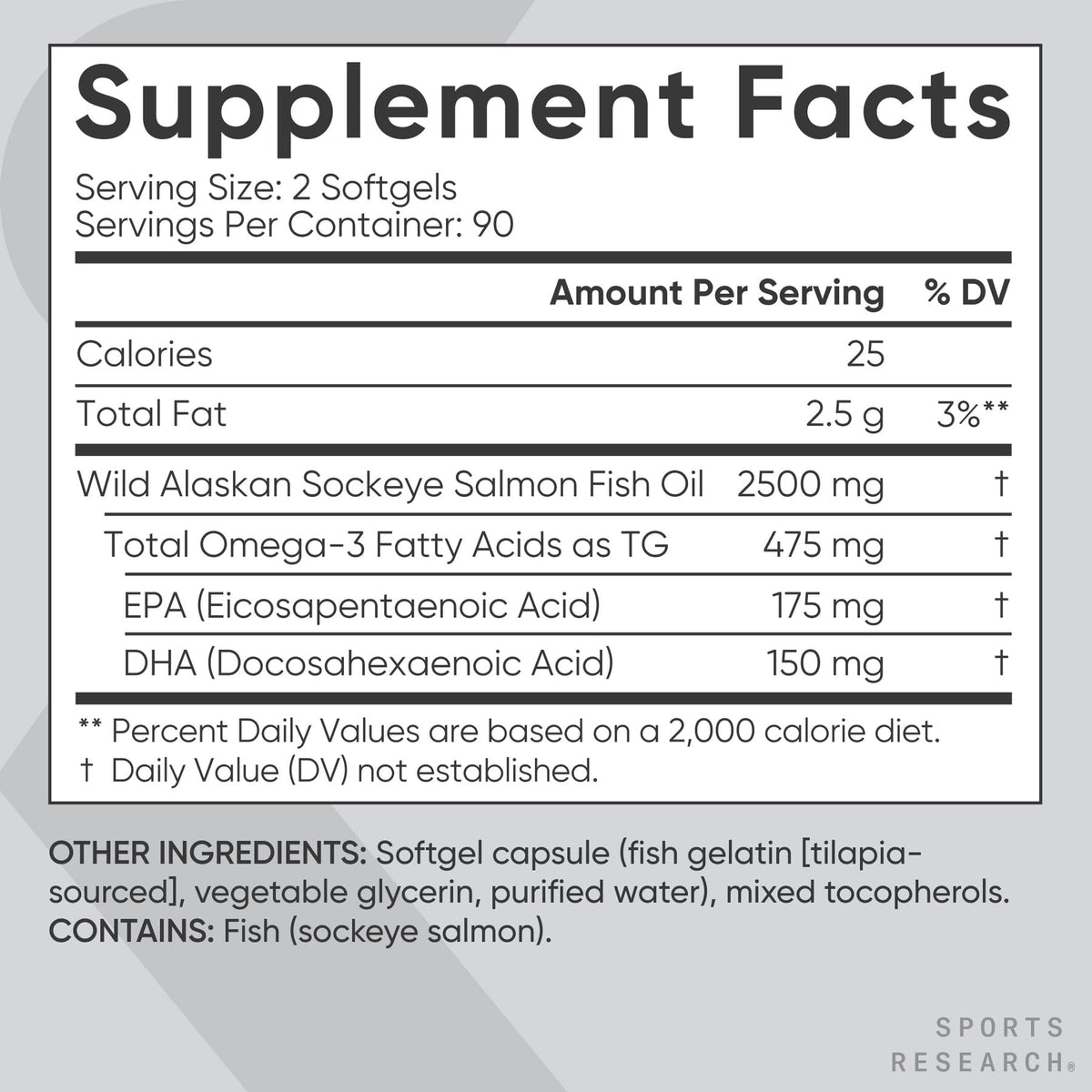 Omega-3 Wild Sockeye Salmon Oil 2500mg 180 Softgels B242516