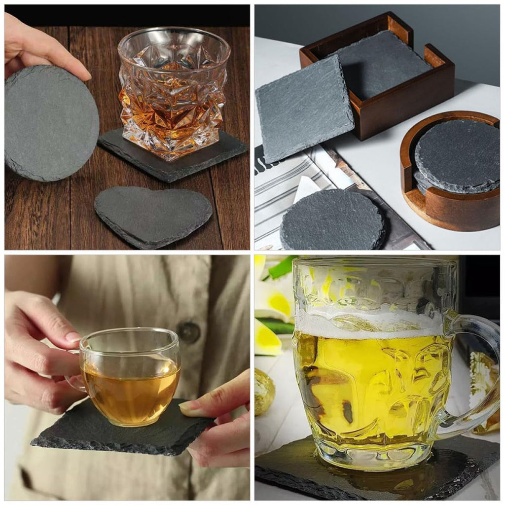 Black Natural Stone Coasters Set X1370