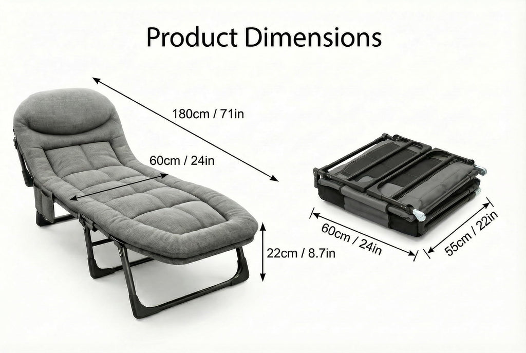 Folding Camping Cot with Mattress and Pillow, Grey B5837