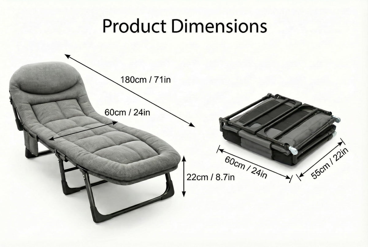 Folding Camping Cot with Mattress and Pillow, Grey B5837