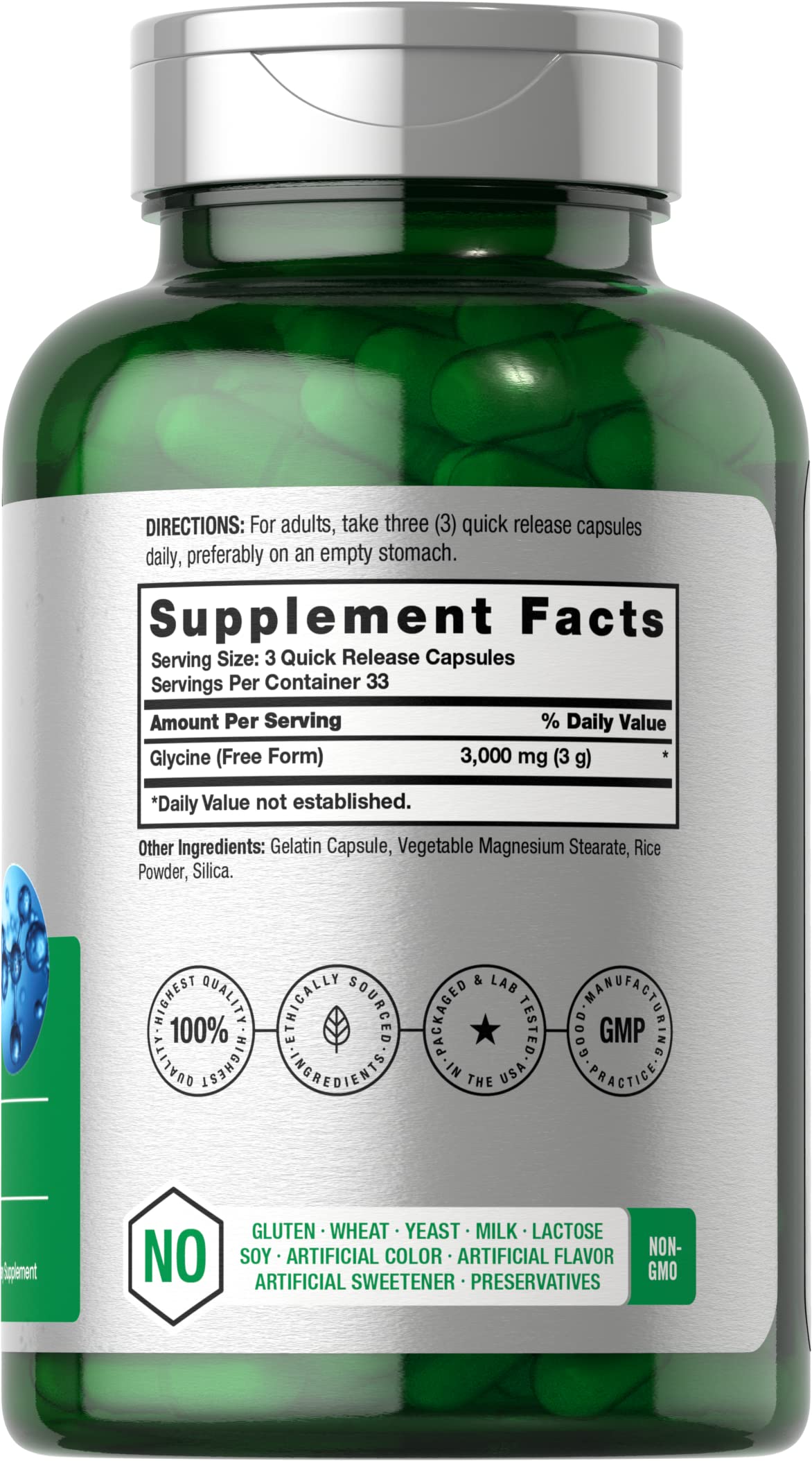 Glycine 3000mg 100 Powder Capsules T916798