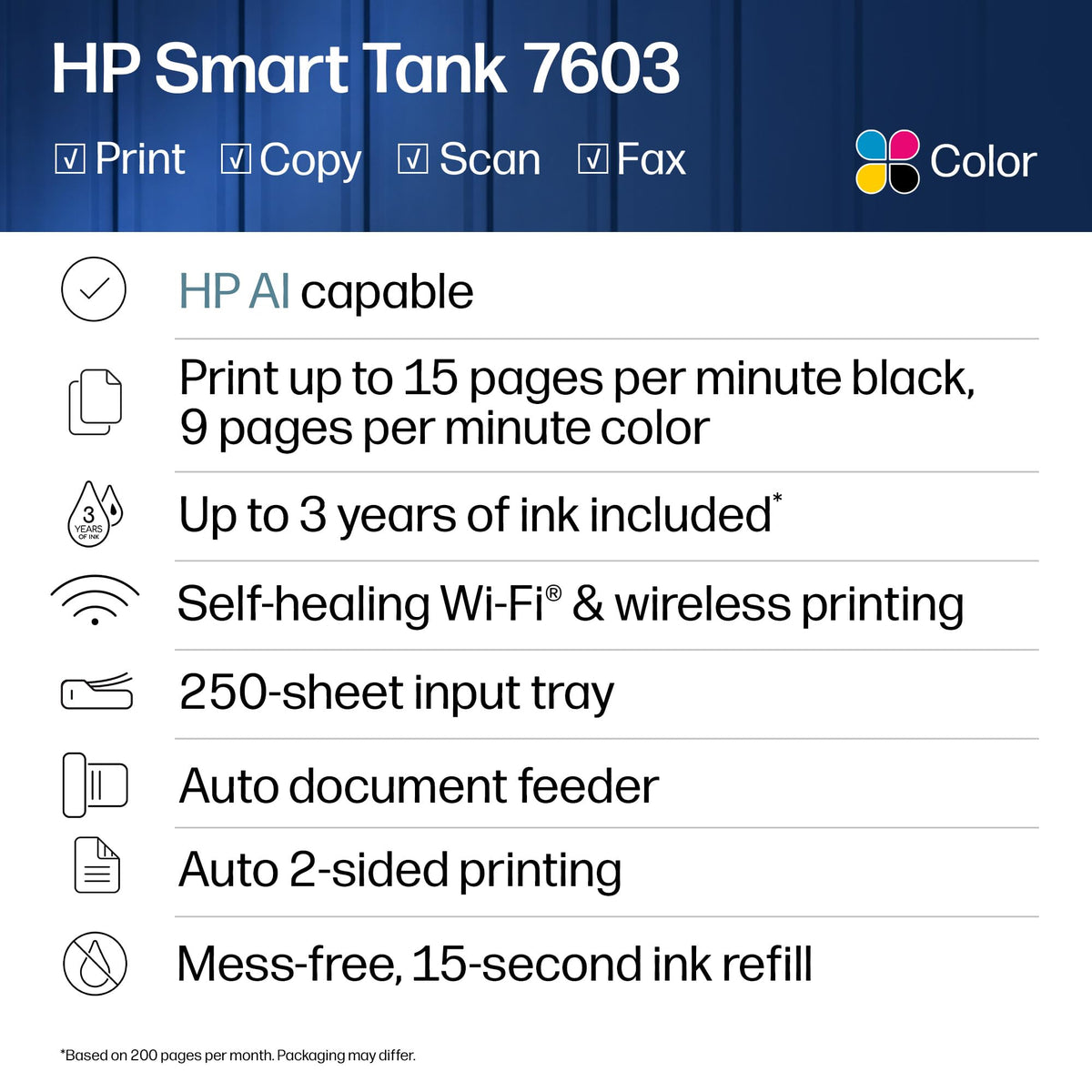 Wireless All-in-One Ink Tank Printer, Scanner, Fax, Copier P38446