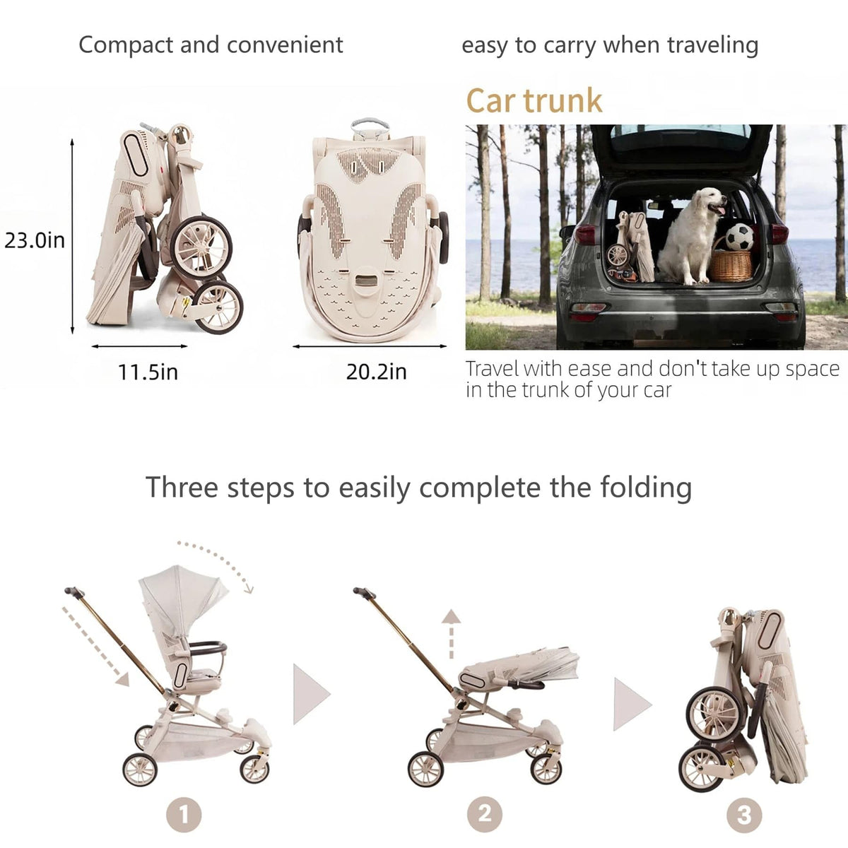 Lightweight Folding Stroller Wagon with Reversible Seat and Canopy K689