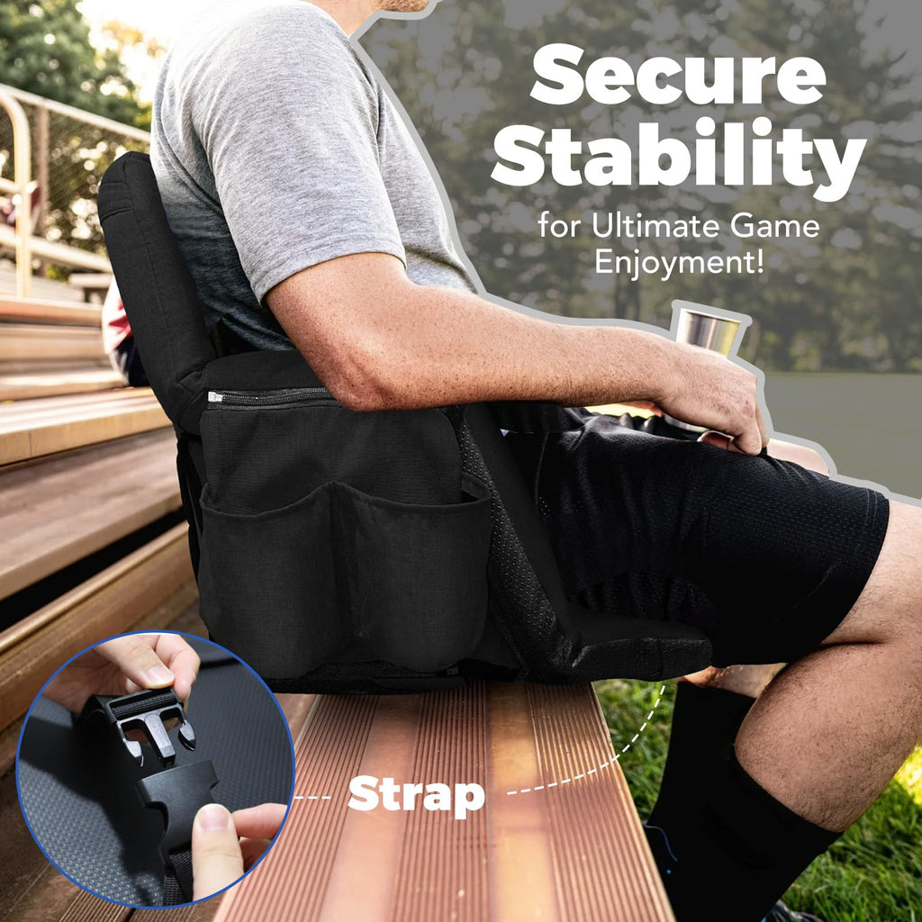 Extra Wide Stadium Seats With Back Support 2 Pack, 6 Reclining Positions, Black, 25" S8793