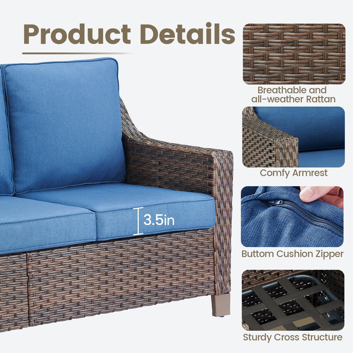 Brown PE Wicker Outdoor Sofa Z94450