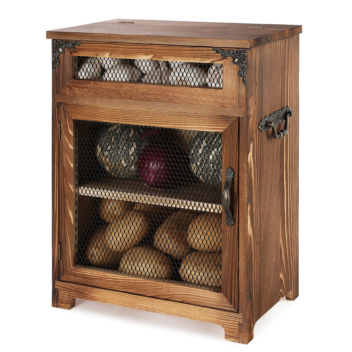 Potato and Onion Storage Bin Wooden Storage Box V615428