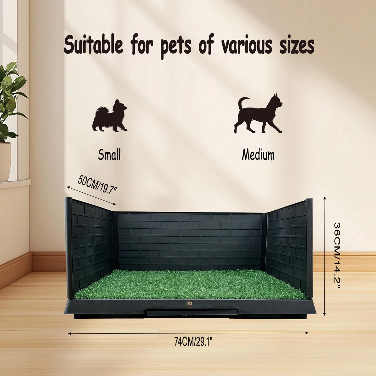 Dog Grass Pad with Tray, 30" X 20", with 2 Reusable Grass Pads P828