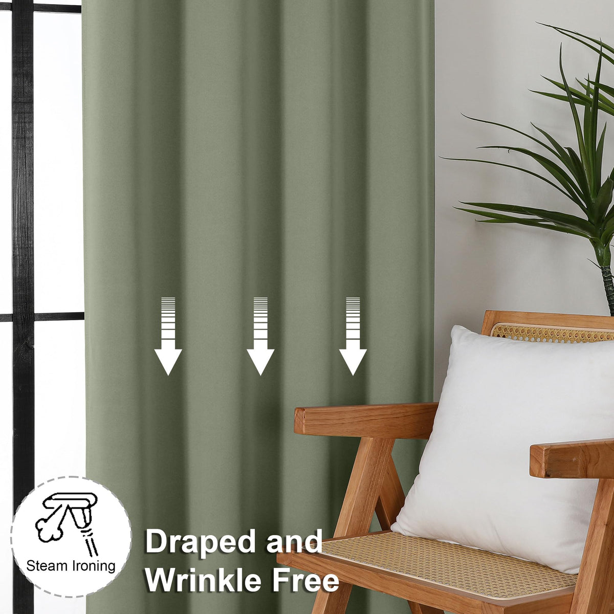 Sage Green Blackout Curtains, 72 Inch, 2 Panels Set Y895