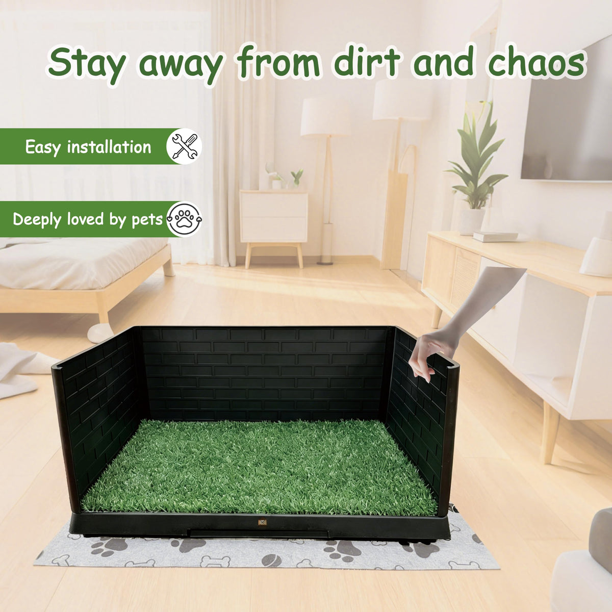 Dog Grass Pad with Tray, 30" X 20", with 2 Reusable Grass Pads P828