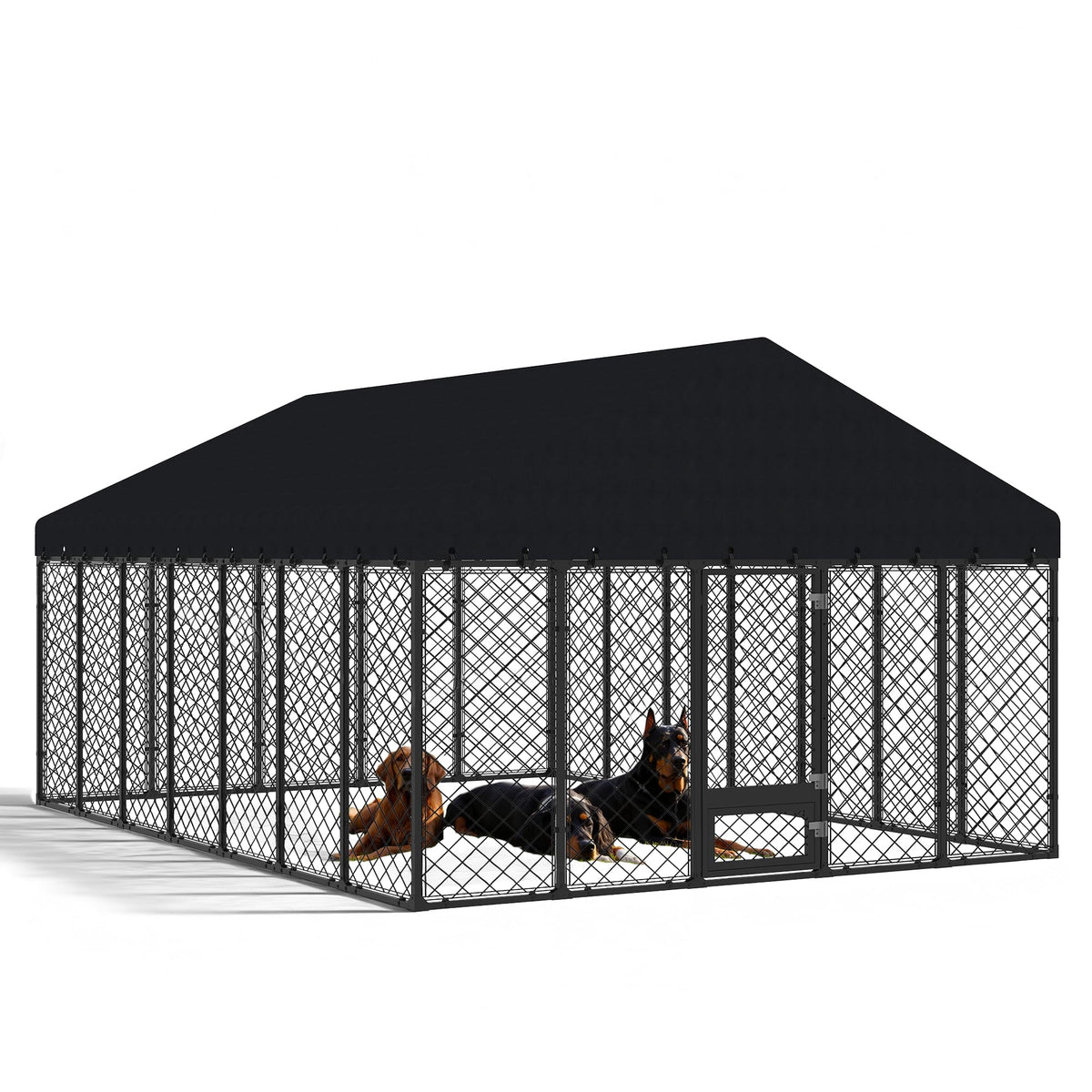 10x14FT Outdoor Dog Kennel with Roof W84852