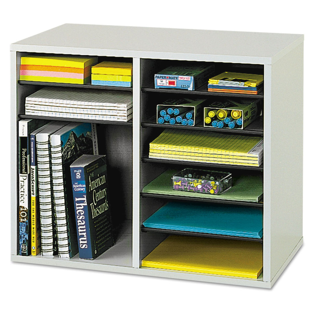 12 Compartment Wood Literature Organizer P7185