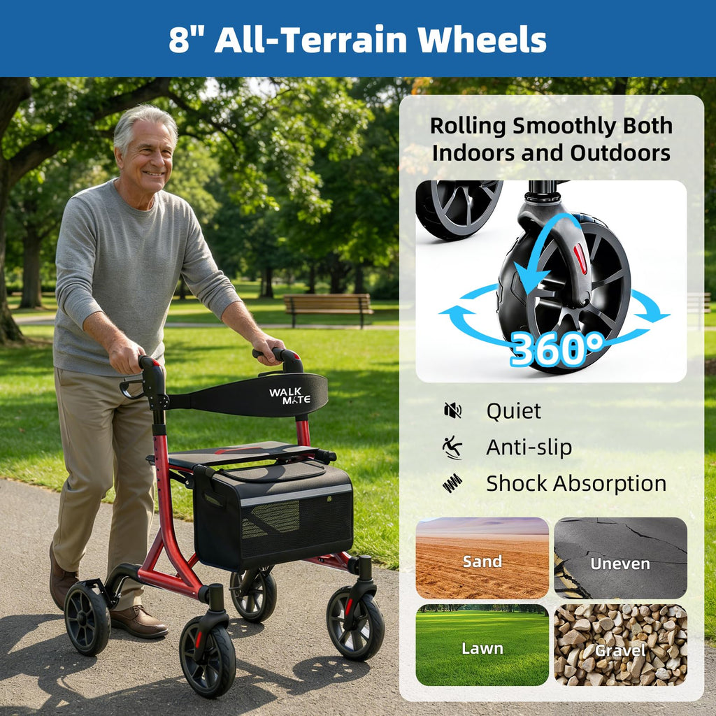 Lightweight Foldable Rollator Walker with Seat O11437