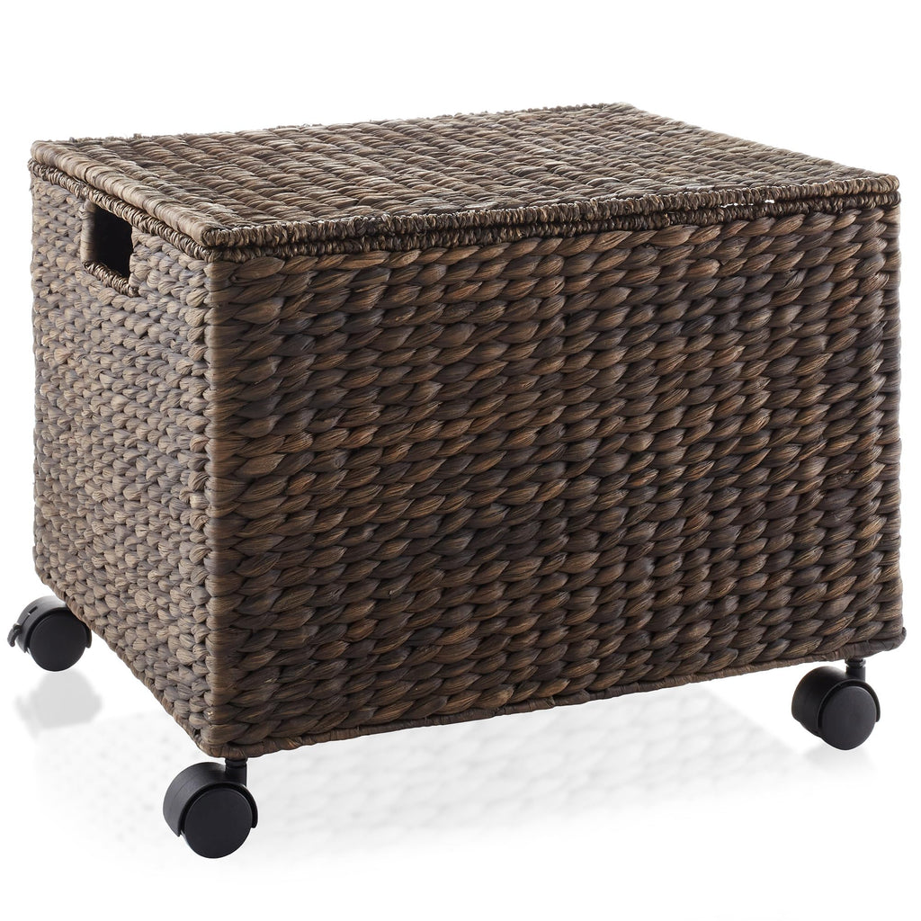 Espresso Rolling File Organizer with Lid and Wheels R63396
