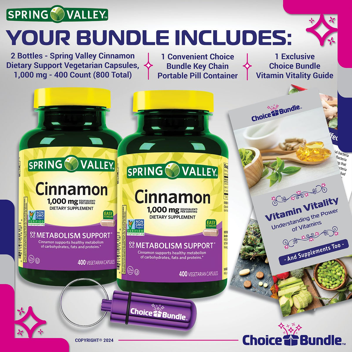 Cinnamon Supplement 1000mg Vegetarian Capsules 800 Total Z485