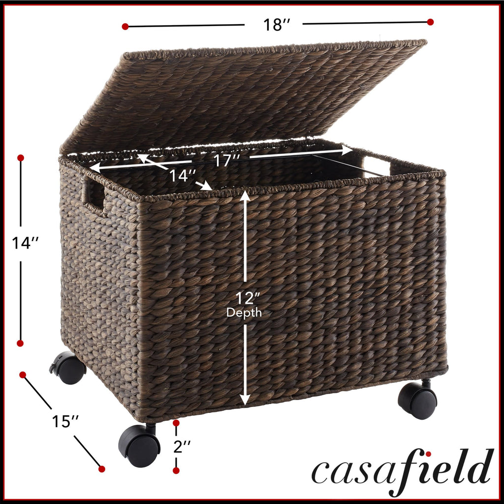 Espresso Rolling File Organizer with Lid and Wheels R63396