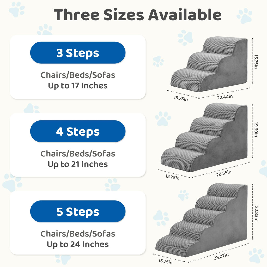 Grey 4-Step Curved Pet Dog Stairs R801