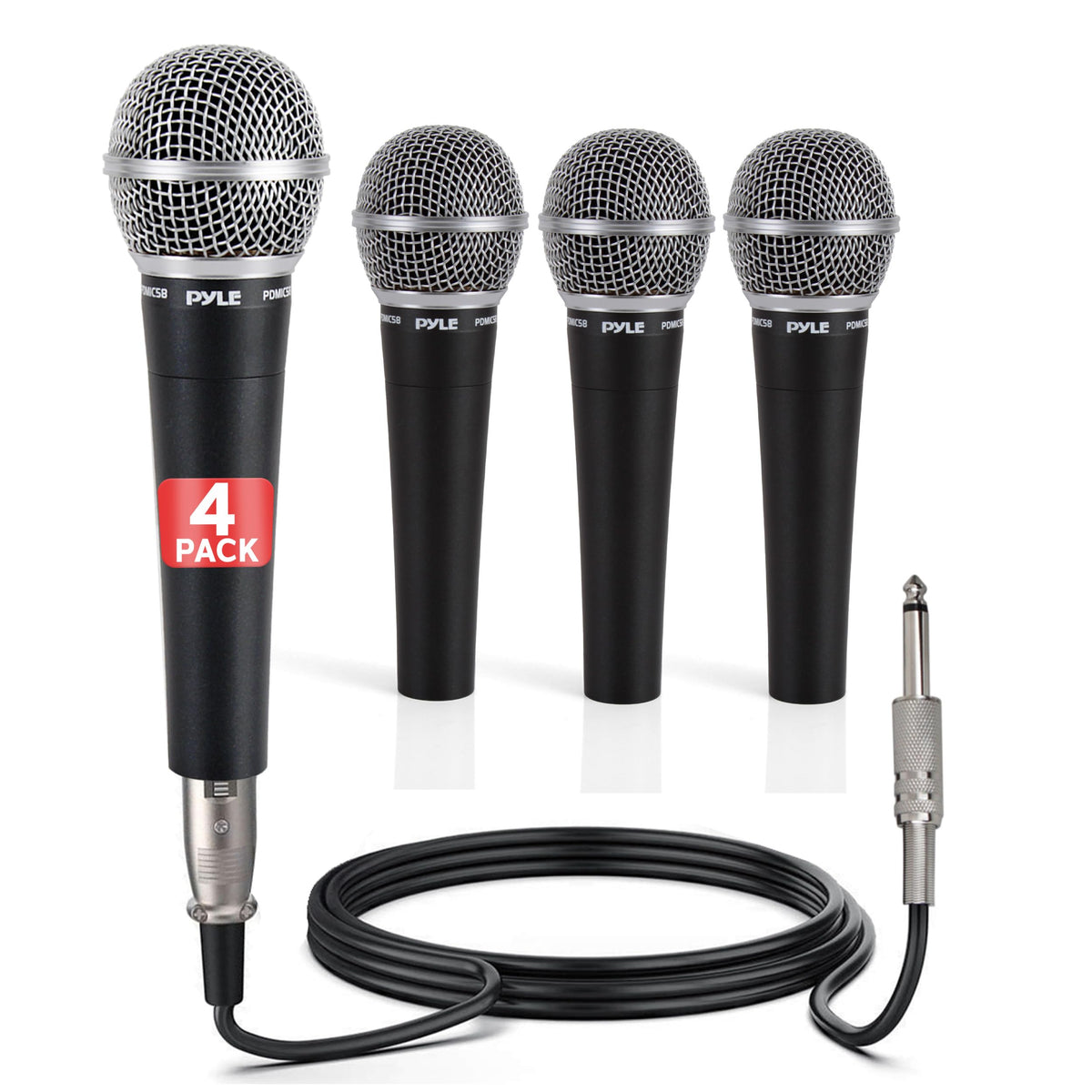4-Pack Unidirectional Handheld Dynamic Microphone with XLR Cable U64505