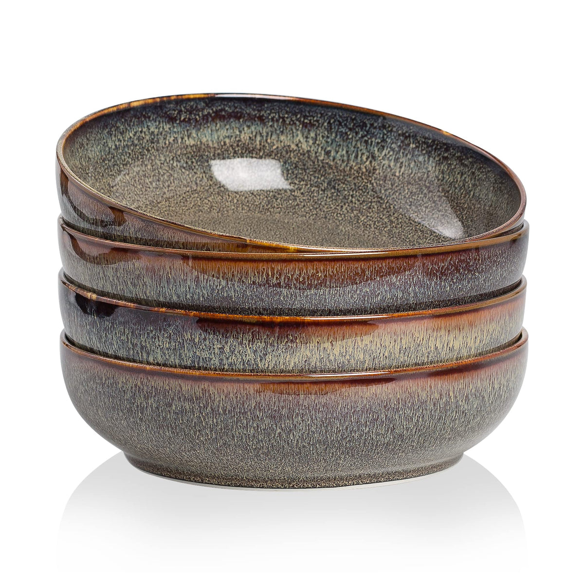 Ceramic bowls set of 4 8" Caramel Brown K248982