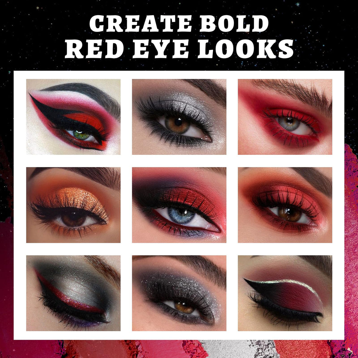 Red 15 Colors Shimmer Matte Glitter Metallic Eyeshadow Palette R6726