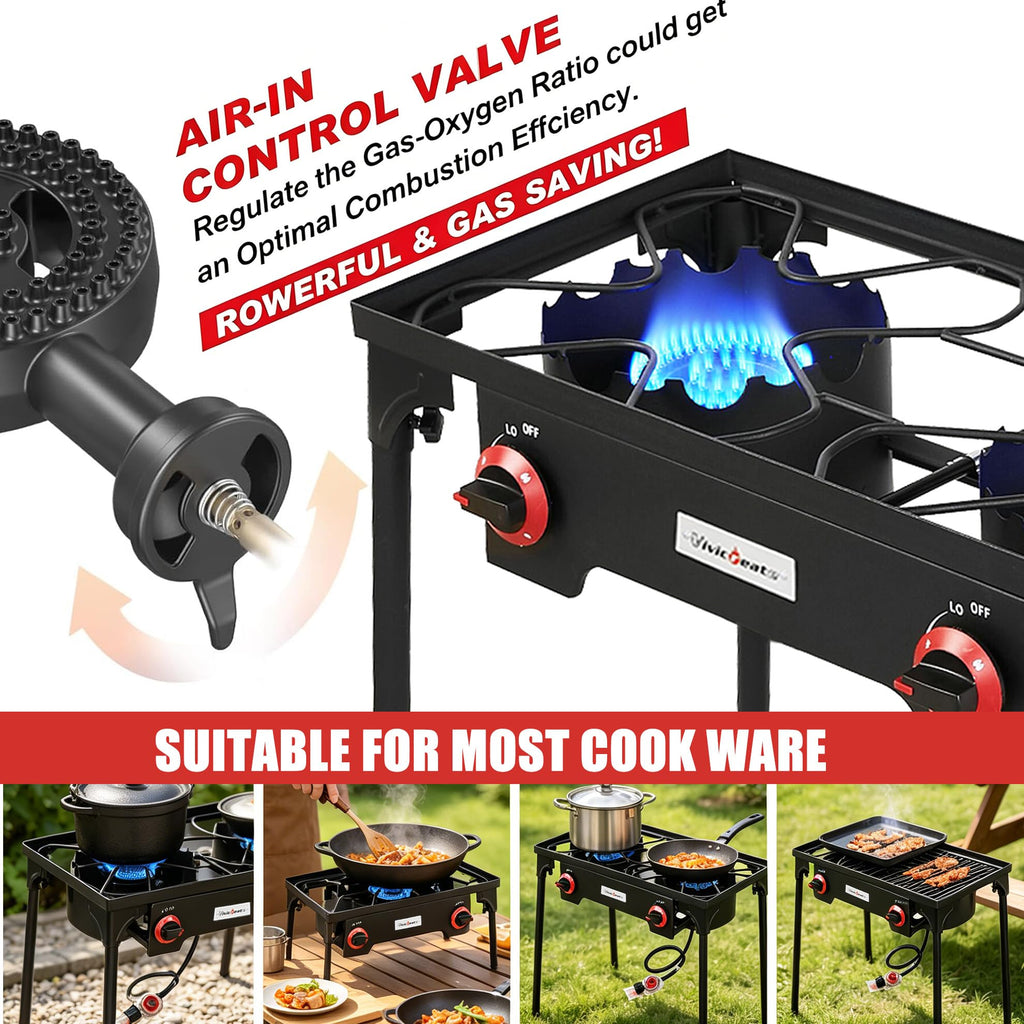 2 Burner Portable Propane Gas Grill N3886