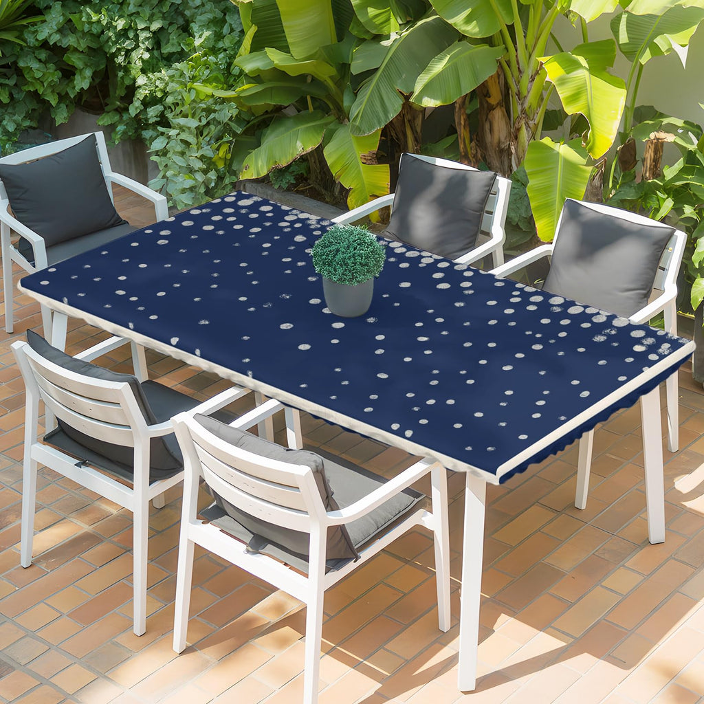 Silver Speckle Fitted Rectangle Tablecloth 32" x 72" Navy Blue Elastic Waterproof Table Cover G48136